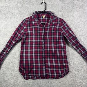 Woolrich Button-Up Shirt Women's Medium‎ Red & Blue Plaid Flannel Long Sleeve
